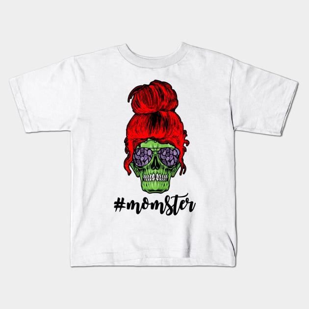 Crazy Red Hair Momster Skull Mom Funny Redhead Kids T-Shirt by CesarHerrera